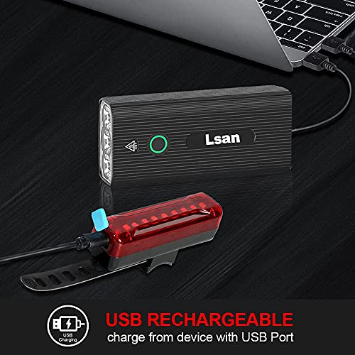1200 Lumens Bike Lights for Night Riding,Super Bright Bike Lights Front and Back,USB Rechargeable Bicycle Light,3 LED Bike Headlight with Power Bank Function,IPX5 Waterproof,3+5 Light Modes