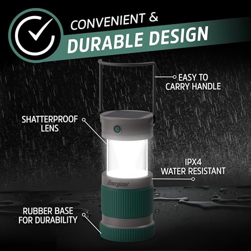 Energizer S-500 Hybrid Power Camping Lantern, Solar, Rechargeable, or AA Battery Powered, IPX4 Water Resistant Bright LED Lantern - style: 500 Lumens