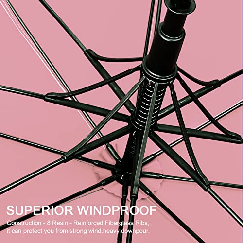 G4Free 47/54/62/68 Inch UV Protection Golf Umbrella Oversized Sun Umbrella | UPF 50+, Auto Open, Vented Double Canopy, Extra Large Coverage, Heavy Duty, Windproof Stick Umbrella - color: Pink/Silver, size: 68 inch