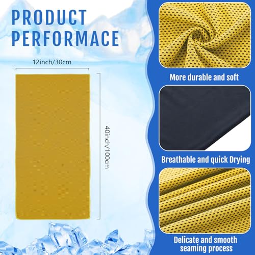 Hosuly 6 Pack Cooling Towel 40" X 12", Cool Neck Wrap,Yellow | Cooling Rag for Neck and Face, Ice Breathable Chilly Towels, Portable Bag, Quick Cooling for Hot Weather - color: Yellow