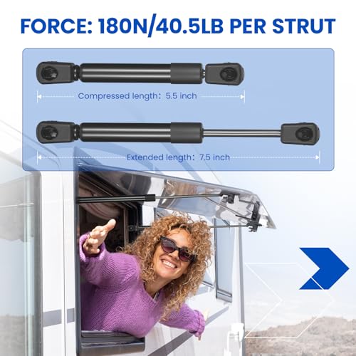 C1615046 7.5" Gas Strut,40Lbs/178N Lift Support,Gas Spring for Rv Overhead Cabinet Door Sentry Safe Box Lid, Lift Support for Lightweight Tool Box Boat Hatch Replacement Parts, 2-Piece Set - size: 7.5 inch, style: 40 lbs