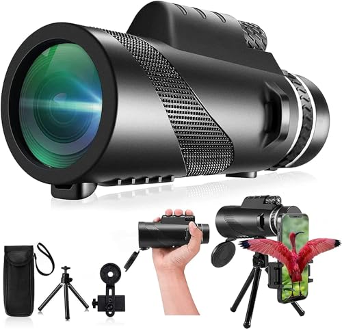 Monocular-Telescope 80x100 High Powered Monoculars High Definition for Adults High Powered with Smartphone Adapter Telescope Wildlife Bird Watching Travel Camping Hiking-Black - color: Green