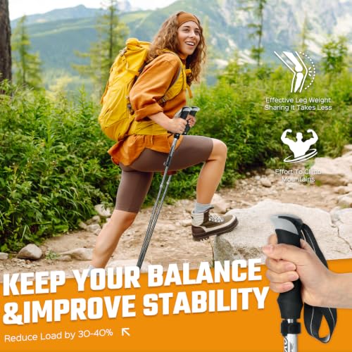 Covacure Hiking Poles Collapsible Lightweight-Aluminum 7075 Trekking Poles - color: Grey