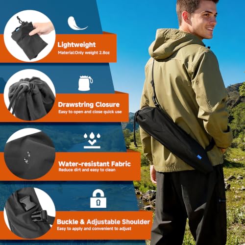 Xxerciz Trekking Poles Carrying Bag, Lightweight Collapsible Hiking Poles Storage Bag with Drawstring, Adjustable Shoulder Strap, Portable Water Resistant Travel Case for Folding Walking Sticks