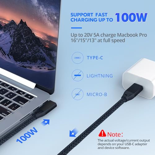 USB C Right Angle Cable 100W 1ft 2Pack, 4K Video 20Gbps USBC 3.2 Cable | Short USBC to USBC 3.2 Gen2x2 Data Cable, Type C PD Charging Fast Charge Cord for iPhone 17 16 15, iPad MacBook, Galaxy S26 - color: Black, size: 1FT+1FT
