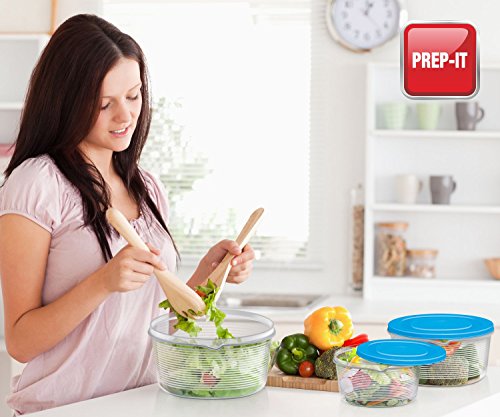 MILTON Mixing Bowl Set with Lids; Kitchen Food Storage Containers, Plastic Airtight Nesting Stackable Meal Prep, 6 Bowls & 6 Covers; No Spill Leakproof Lightweight - for Baking, Salad, Picnic (Blue) - color: Blue