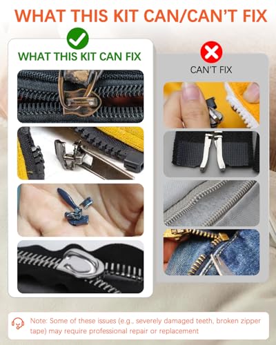 VICHERIA Universal Zipper Repair Kit (200 Pcs) - Fixes Common Zippers on Bags, Jackets, Luggage | Includes #3#5#8#10 & YKK-Compatible Sliders 【 Check Compatibility in Images】