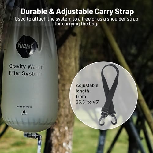 Yuclet Gravity Water Filter System for Hiking, Camping, Travel, and Emergency Preparedness (1 Gravity Bag, 3 Water Filter Straw, 1 Squeezable Water Pouch)