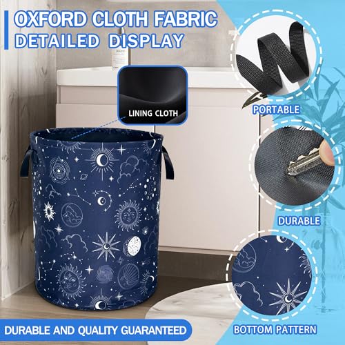 Night Sun Stars Moon Laundry Basket Foldable Oxford Cloth 18.9 x 16.5 Inch - color: Night Sun Stars Moon