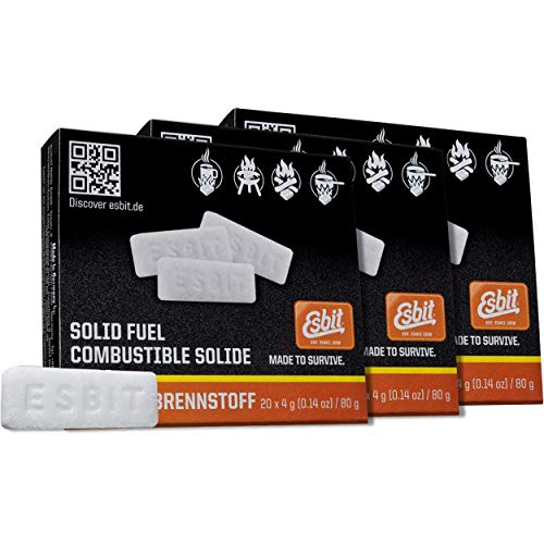 Esbit 4g Solid Fuel Tablets for Backpacking & Camping Stoves & Grills, 1300-Degree Smokeless Emergency Fire Starter Squares, 60 Pack - style: 60 Pieces Each 4g