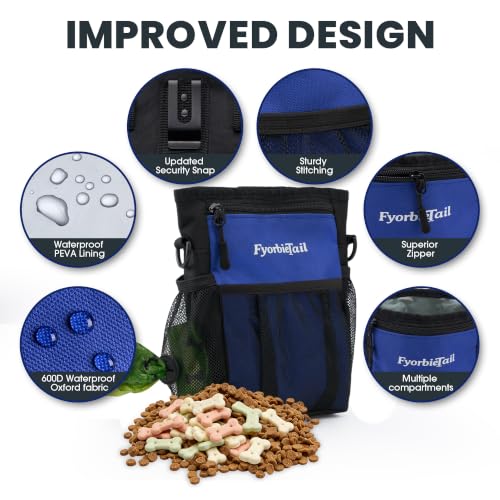 FDog Treat Pouch, 4 Cup Training Bag, Magnetic Closure, 3 Way Wear, Blue - color: Blue