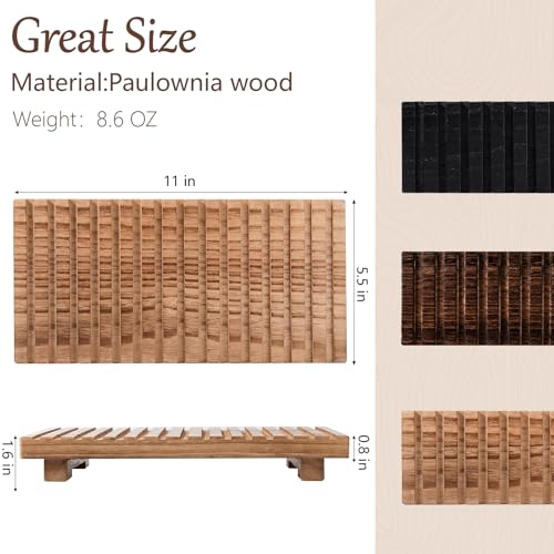 Bathroom Tray Rustic Farmhouse Decor Wood Stand, 10" * 4.5" Brown | Waterproof, Lightweight, Easy Clean, Wood Riser Kitchen soap holder Accessories for Office Desk, Vanity, Counter, Sink - color: Brown, size: 11" x 5.5" x 1.6"