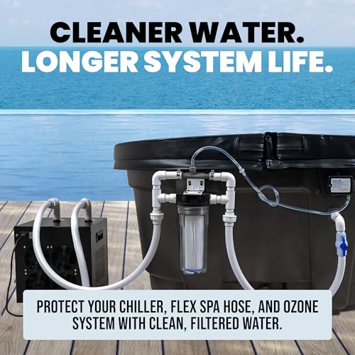 Cold Plunge Water Filter System, 10" Housing with 3/4" NPT Ports, 2× 50 Micron Pleated Filters, Mounting Kit & Wrench, Inline Sediment Filtration for Ice Baths, Whole House, Pool or Spa Use - style: Housing + 2 Filter