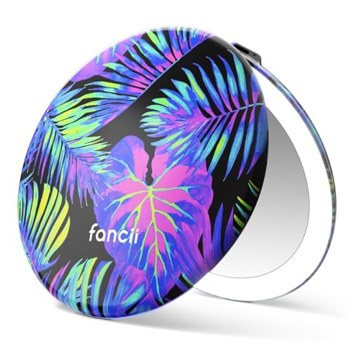 Fancii Taylor LED Lighted Compact Travel Mirror, Rechargeable, 10x /1x Magnifying, 3 Light Settings - Best for Makeup, On The Go Touch-Ups, Grooming (Neon Oasis) - color: Neon Oasis