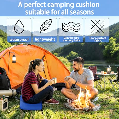 Outdoor Lightweight Waterproof Foldable Seat Cushion, 13.77 x 12.59 Inch Portable Camping Seat Mat for Hiking, Picnics, Beach & Outdoor Activities, 0.25 lbs - size: sky blue-2pcs