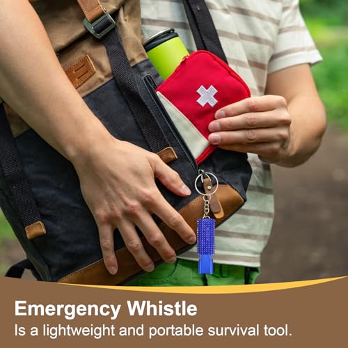 PATIKIL Emergency Whistle with Keychain, Bling Safety Survival Whistles Rescue Signaling Loud - color: Navy Blue