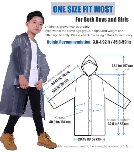 Kids Rain Jacket, 2 Pack Rain Ponchos for Kids - Reusable Raincoats for Boys and Girls Waterproof Outdoor Rain Gear - color: N: Olive + Gray