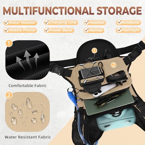 Criuage USA Patent Running Hydration Vest Backpack, Lightweight Chest Pack with 2.0L Water Bladder Bag Daypack for Hiking Running Cycling Race Marathon for Women Men - color: Khaki-02
