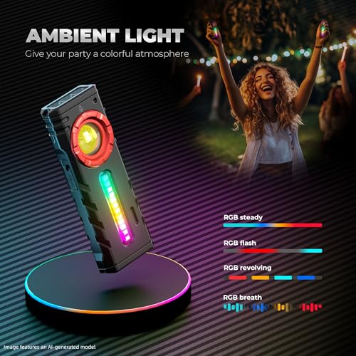 lexall E6 Rechargeable EDC Pocket Flashlight, 2000 Lumens, Magnetic Clip - color: Ruby Red