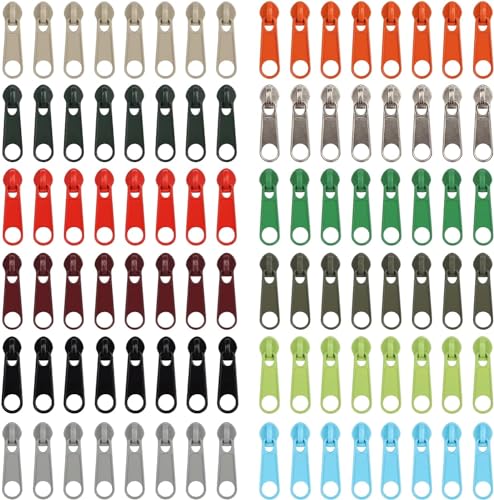 DOITEM 96Pcs Zipper Repair Kit - 12 Colors, 3# Zipper Pulls, Rescue Kit for Clothing, Jackets, Purses, Luggage, Backpacks - color: #3 Zipper Pull 96PCS
