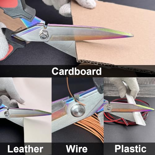 9.5" Multipurpose Heavy Duty Scissors, Titanium Coating Forged Scissors, Comfort Grip, Industrial Shears for Carpet, Wire, Leather, Fabric,Cardboard - color: Titanium-coated