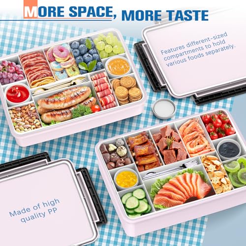 Chilled Portable Snackle Box Container with Ice Pack, Beach Essentials for Summer, Divided Serving Tray with Insulated Bag for 8+ Hrs Cooling, Snack Containers for Road Trip Charcuterie Snack Picnic - color: Orchid