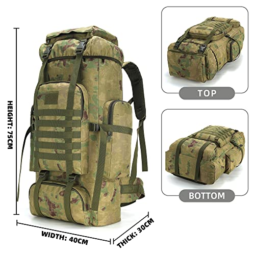 King'sGuard 70L Camping Hiking Backpack for Men Women Large Military Tactical Backpack Molle Rucksack Backpack for Outdoor - color: Ruin Green