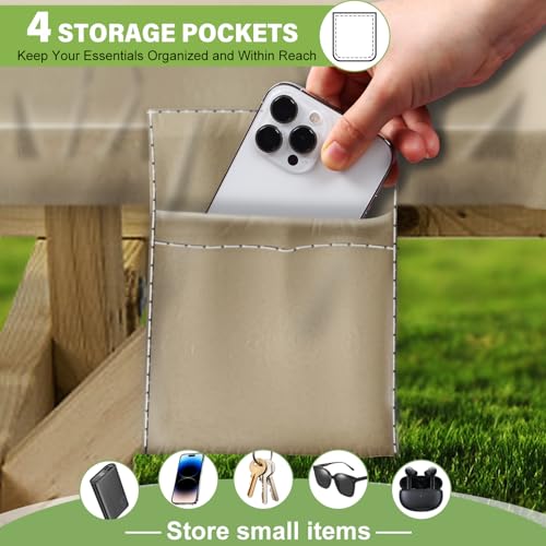 Wrakus Picnic Table Cover with Bench Covers Vinyl Elastic Edges Fitted Rectangle Seat Tables Waterproof 3-Piece72X30in Set Outdoor Rectangular Folding Backing Tablecloth for Camping Over Size - color: Khaki, size: 72in