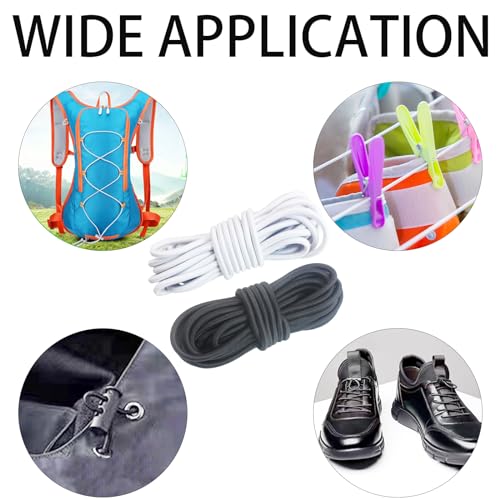4mm Black White Elastic Cord 30ft Round Shock Bungee Stretch Rope - size: 0.16 in x 30 ft-Mixed