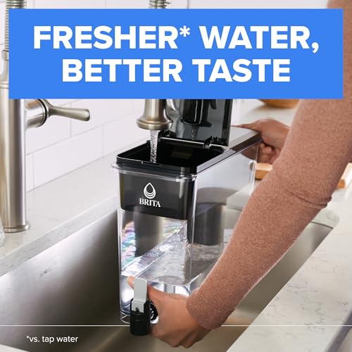 Brita XL 27 Cup Water Pitcher Dispenser, Includes 1 Elite Filter, Black | WQA and NSF/ANSI Certified, Reduces 99% Lead & Microplastics, Removes 30+ Contaminants, BPA-Free, Eliminates Chlorine Taste