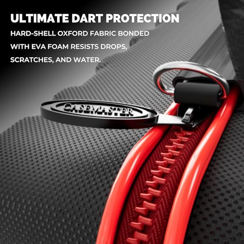 Casemaster Maxx 4 Dart Case, Holds 12 Steel Tip or Soft Tip Darts Fully Assembled, Hard Shell EVA Darts Case, 20 Accessory Pockets, Red - color: Red, size: 4 Dart