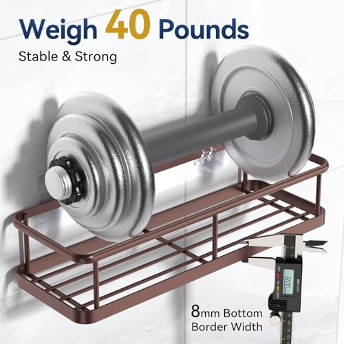 Shower Caddy Adhesive, Rustproof Shower Organizer with Soap Holder, Large Capacity Shower Shelves for Inside Shower, No Drilling Bathroom Organizers and Storage for Home Decor（3 Pack Bronze） - color: Bronze