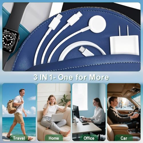 Multi Charger for Apple Watch Charger/iPhone 16 Charge/Multiple Devices, 3 in 1 Travel Charging Cable 6.1FT with 20W USB C iWatch Chargers Fast Charging for i-Watch Series/iPhone 15 16 Pro Max/14/13 - size: 6.02FT