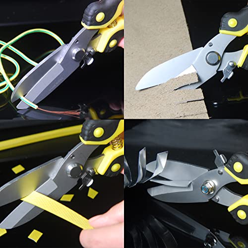 9 Inch Aviation Tin Snips, Heavy Duty Metal Cutter | Stainless Steel Blade, Safety Lock, Multifunction Cutting of Branches, Cable Wires, Thin Iron - size: 9 Inch Straight Snips
