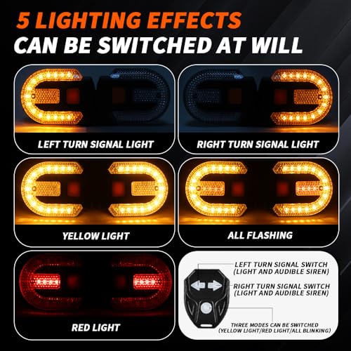4Pcs Turn Signals for Bicycles with Alarm, USB Charging Remote Control Split/Integrated Bike Tail Light 5 Modes Waterproof Strobe Bike Rear Lights Can be Mounted on Front and Rear of Bicycle