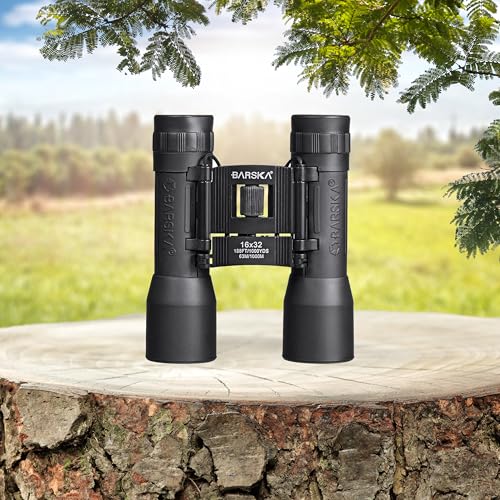 Barska Lucid View Compact Binoculars - Roof Prisms, Fully Coated Optics, Center Focus, Rubber Armor Grip – Lightweight for Hiking, Bird Watching, Travel - size: 16x32