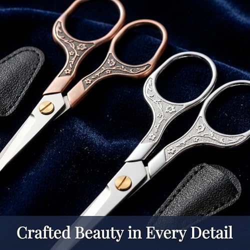 embroidery scissors-Glexal 5 Inch Precision Scissors-2 pack,small razor Sharp Blade Shears for craft Crochet sewing school paper cutting… - color: Copper & Silver