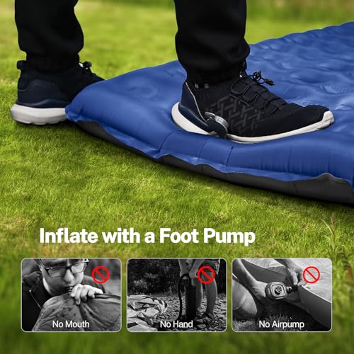 OGERY Double Sleeping Pad for Camping, 6" Extra-Thick Reinforced - color: Blue, size: Full