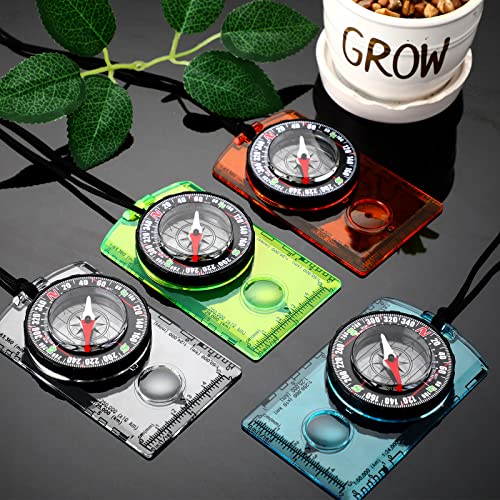 Orienteering Compass Hiking Compass Outdoor Navigation Survival Compass Waterproof Map Reading Backpacking Compass Kids Camping Gear for Women Men Gifts, 4 Colors