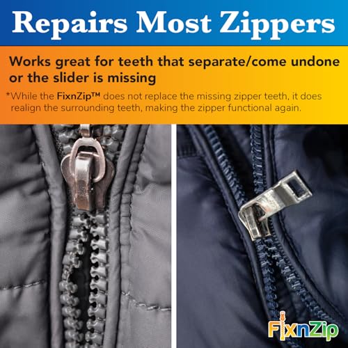 FixNZip Large Black Nickel Zipper Repair Kit | Universal No-Sew Slider Replacement for Heavy Jackets, Wetsuits, Boat Covers, and Luggage | Instant and Reusable Zipper Repair Tool | Sizes 8-10 - color: Black Nickel, size: Large