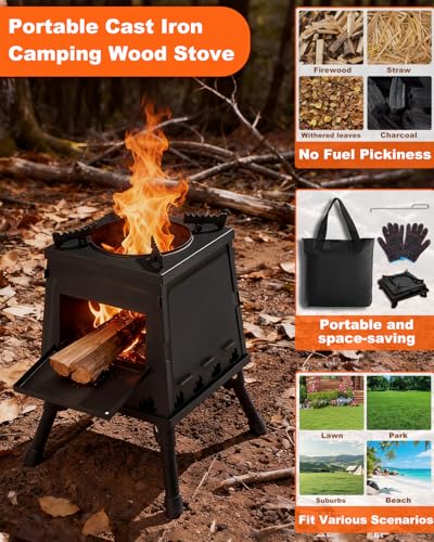 Portable Wood Stove Folding Twig Stove for Backpacking Camping Cooking - color: Black, size: Small