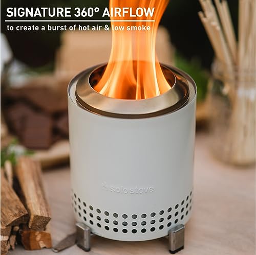 Solo Stove Mesa, 5.1 Inch Tabletop Fire Pit with Stand - Smokeless, Stainless Steel Fire Pit for Camping, Outdoor & Patio- Wood Burning or Pellet Fueled Portable Bonfire, 1.4lbs, Gunmetal - color: Gunmetal, size: Mesa