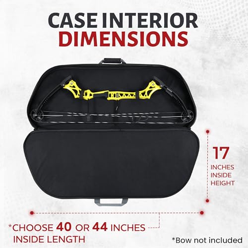 LEGEND Apollo Soft Bow Case - Compound Bow Case with Multiple Storage & Foam Padding, Lightweight Bow and Arrow Case for Archery Accessories, Bow Bag with Arrow Tube Pocket - 40" & 44" - color: Black / Red, size: 44in Inside Length
