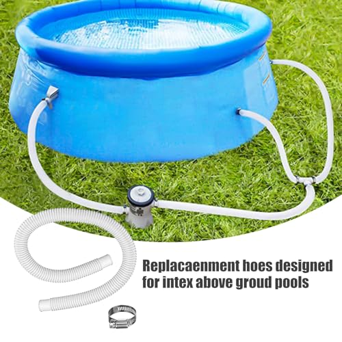 1.5” x 41” Pool Pump Replacement Hose, 2-Pack Above-Ground Pool Hoses with 4 Stainless Steel Clamps, Compatible with Intex, Coleman, Summer Waves Pool Pumps & Filters (2 PACK White) - color: 2 PACK White