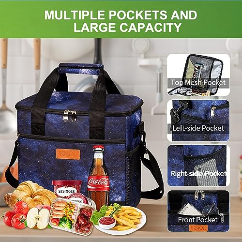 iknoe 24 Can Insulated Cooler Bag, Leakproof Lunch Tote Bag,Galaxy - color: GalaxyNew, size: Large