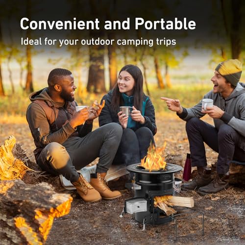 Skyflame Wood Burning Rocket Stove, Portable Camping Stove, Black | Outdoor Cooking, Backpacking, RV and Survival, Essentials Camping Gear