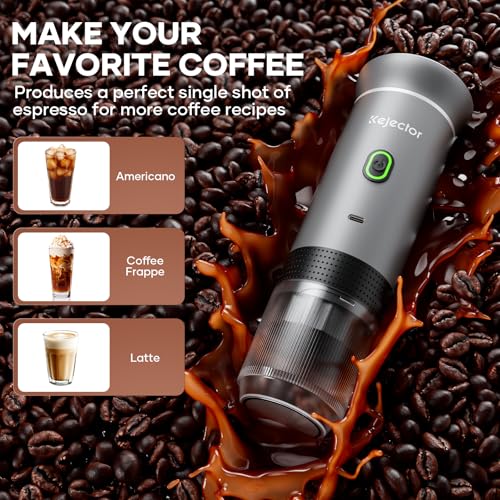 KEJECTOR Portable Coffee Maker Espresso Machine for Travel Nano Car Coffee Maker Compatible with Ground Coffee & NS Capsule for RV, Hiking Camping Office, Travel Espresso Maker Electric Coffee Machine