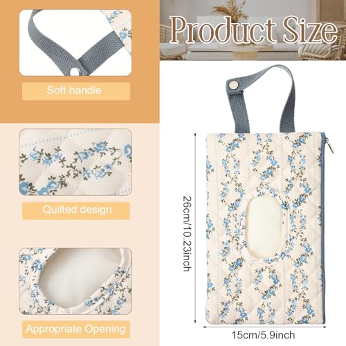 1 Pcs Quilted Diaper and Wipes Pouch Portable Hanging Floral Wet Wipe Bag Diaper Bag Reusable Wipes Pouch for for Stroller Car Travel Infant Diapering Organizer (Blue) - color: Blue