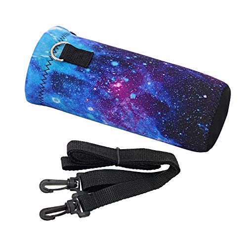 RICHEN Neoprene Water Bottle Carrier Bag with Adjustable Shoulder Strap,Insulated Water Bottle Cover for Stainless Steel/Glass/Plastic Bottles - color: Galaxy, size: 500ml