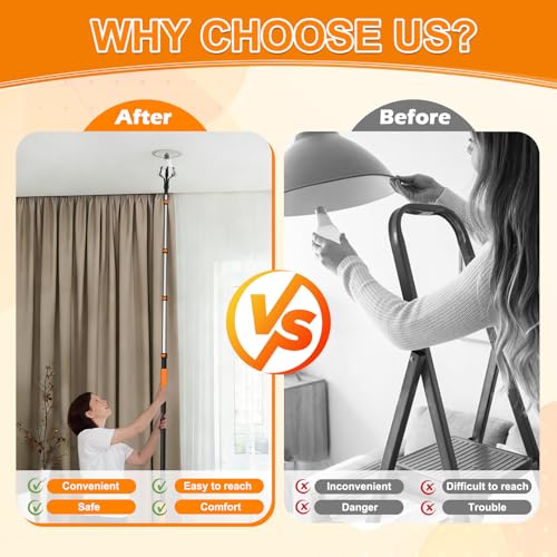 SISUPASSIE Telescoping Extension Pole, Reach to 20FT Telescoping Pole Multi-Purpose 3-12FT Lightweight, Sturdy with Universal Twist-on Metal Tip Extendable for Dusting Painting Window Cleaning - size: 12 Feet